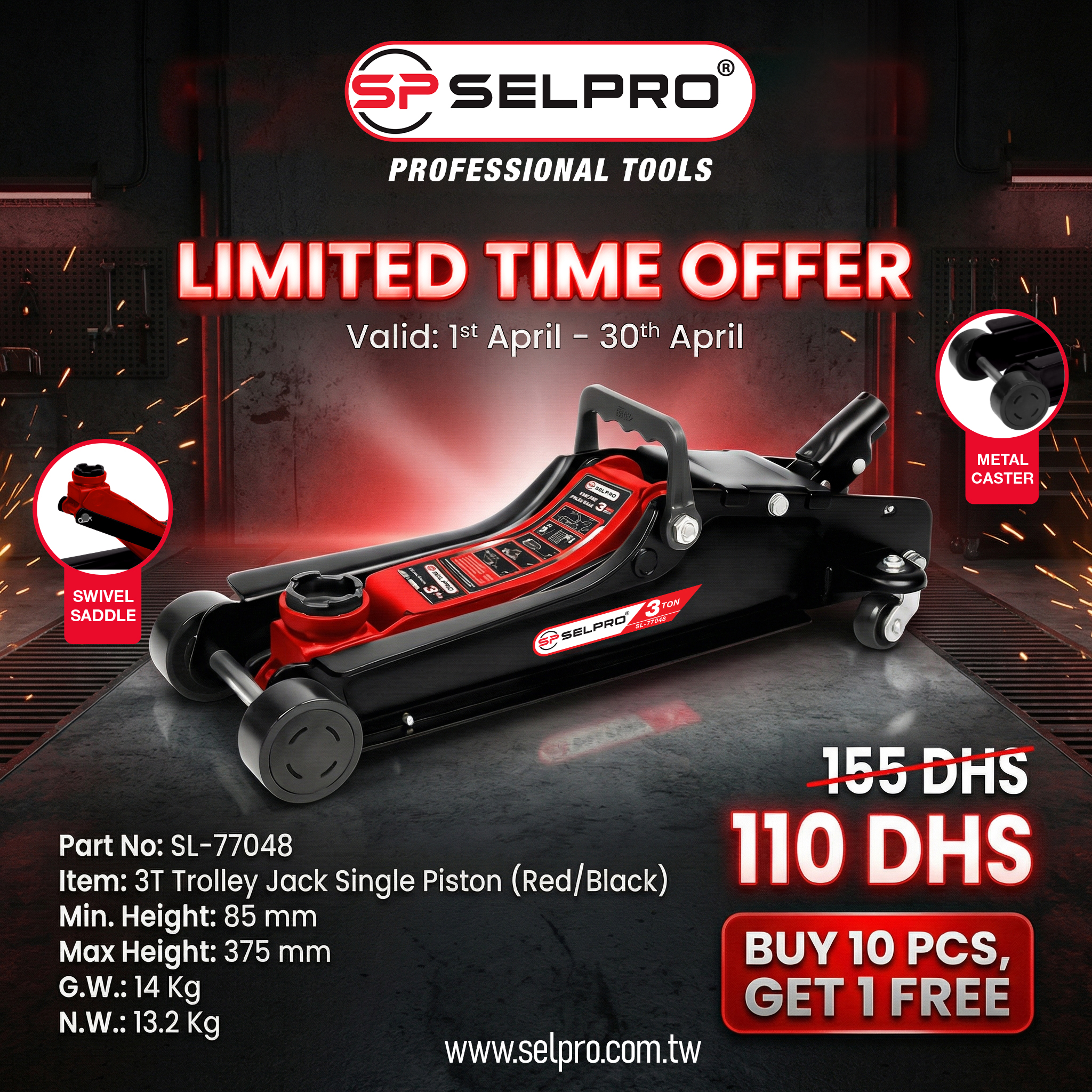 3 TON Low Profile Hydraulic Service Jack.